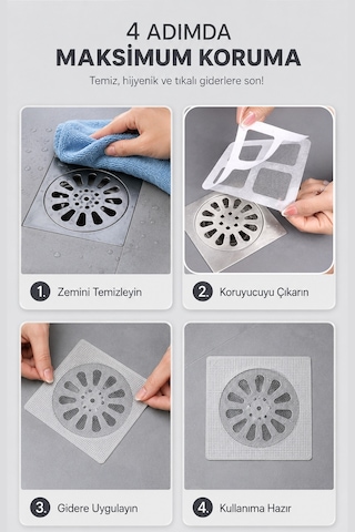 10'lu Süzgeç ve Gider Koku Önleyici Set Silikon Mat Banyo Mutfak Lavabo Koruyucu -