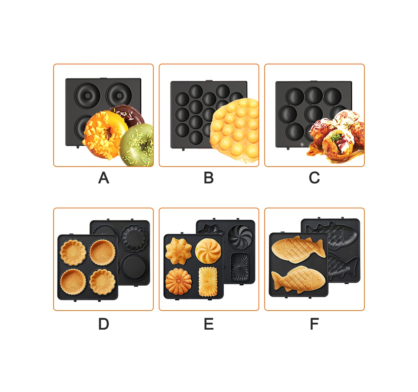 Youmex 14x14cm F Tipi Waffle Tepsisi - H34031 Waffle Makinesi İçin Özel - Anti Yapışkan Kaplama Siyah