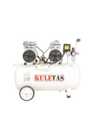 Kuletaş 2HP 8 Bar Süper Sessiz Yağsız Çift Motor Dişçi Hava Kompresörü 60 L