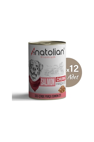 Anatolian Premium Adult Salmon Somonlu Parça Etli Yetişkin Köpek Konservesi 12 x 400 G