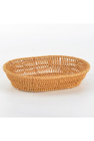El Yapımı Doğal Hasır Sepet - Oval Ekmeklik Ve Çok Amaçlı Düzenleyici 25,50x18x6 Cm Çok Renkli
