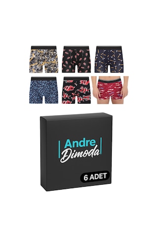 Andredimoda Erkek 6'lı Boxer 1. Sınıf Kumaş Premium Paket Özel Dizayn. Düz Likralı Boxer Şort Çeyizlik Hediyelik Karışık2 Karışık2
