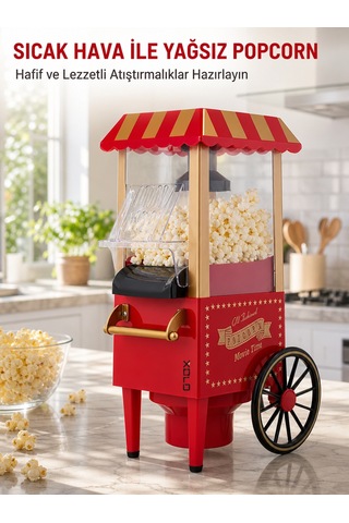 Mutfak Düzenleyicileri Sağlıklı Atıştırmalıklar İçin Yağsız Popcorn Makinesi Kırmızı