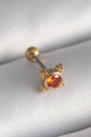 316l Çelik Gold Renk Turuncu Zirkon Taşlı Tragus Piercing Gümüş 30693082