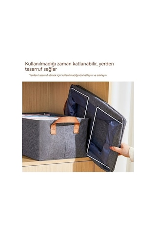 Fastbuy Çelik Çerçeveli Kumaş Kutusu - Luckystar1, Pratik Depolama Çözümü, Gri Gri
