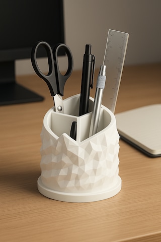 Spiral Dağ Temalı 3 Bölmeli Kalemlik Kalem Kutusu 3d Baskı Tasarım Dayanıklı Pla Hammadde Çap: 11 Cm Yükseklik: 13 Cm Beyaz