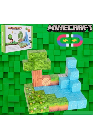 Alpmodel Manyetik Bloklar Minecraft Mıknatıslı 47 Parça Blok Parçalar Minecraft Blok Set