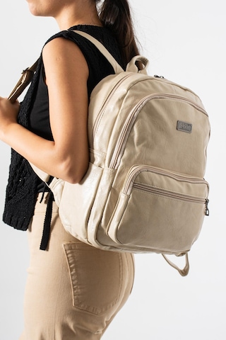 571 Collections Suni Deri Yıkama Sırt Çantası Poliüretan Krem Model: 571-14-16h Krem