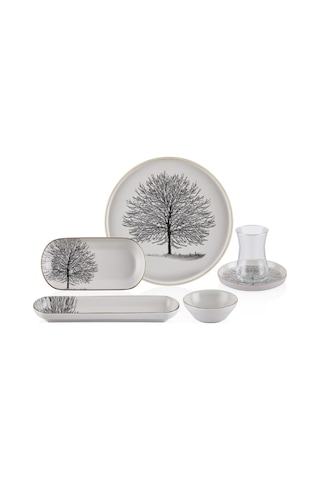 N3221 Çınar Plus 26 Prç Kahvaltı Takımı Beyaz