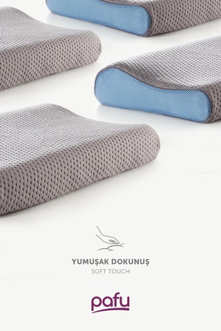 Pafu Visco Boyun Destekli Karbon Ortopedik Yastık Gri