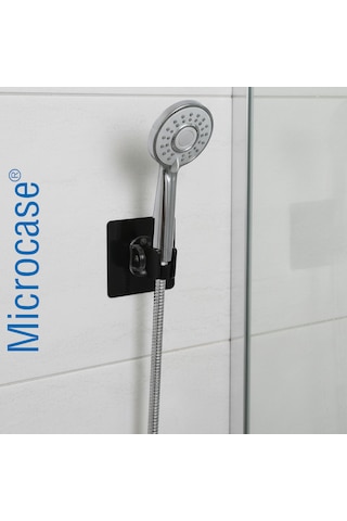 Microcase Kendinden Yapışkanlı Ayarlanabilir Banyo Duş Başlığı Tutucu Askı Aparatı 2 Adet Al5366 Siyah