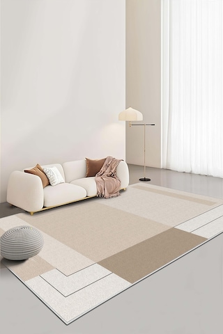 West Home Makinede Yıkanabilir Kaymaz Taban Leke Tutmaz Bej Salon Halısı Mutfak Halısı Ve Yolluk 606 Beige