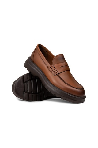 Deery Erkek Hakiki Deri Taba Renk Kalın Taban Loafer - 02006mtbae01 Taba