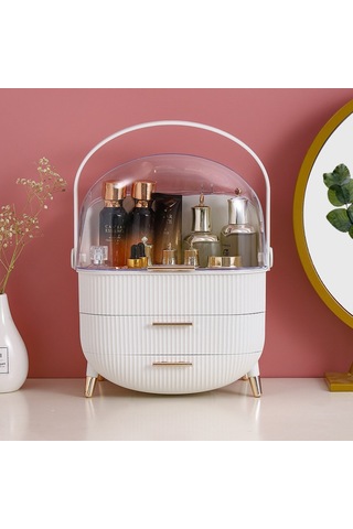 Çekmeceli Makyaj Kutusu Ve Düzenleyici Kozmetik Eşya Masa Üstü Organizer Beyaz