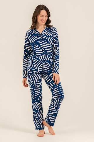 Arnetta Kadın Lacivert Desenli Gömlek Pijama Takımı Ar3766-s-v1 Ar3766-s-v1