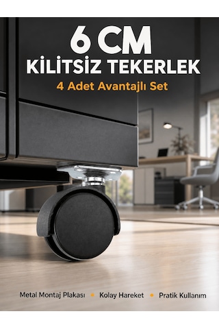 Masa Ve Koltuk İçin Kilitsiz Tekerlek Seti 6 A