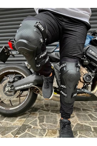 Motosiklet Lüx Dizlik Mafsallı Koruyucu Carbon Desenli Rahat Kullanım Motorcu Diz Koruma