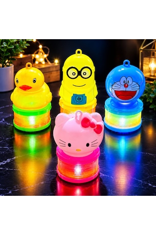 Yüksek Kalite 12 Adet Karakterli Renkli Led Işıklı Stres Yayı Minyonlar Helloo Kıtty Ördek Doraemon