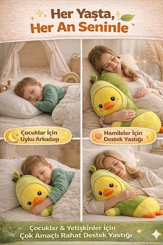 48 Cm Peluş Ördek Yastık Uyku Arkadaşı Yumuşak Oyuncak Çocuk Hamile Destek Yeşil Sarı Diğer