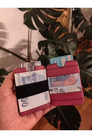 Prava Deri Suni Deri Basic Unisex Kredi Kartlık Pembe