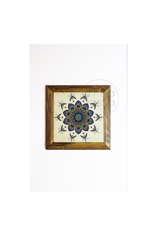 Artavessa Masif Ahşap Çerçeveli Taş Tablo Pano 16 x 16 cm - Mandala 3