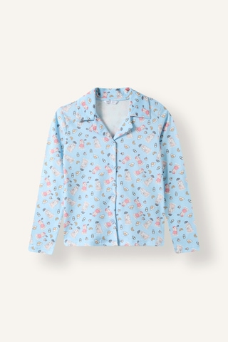 Defacto Ayıcık Desenli Düğmeli 2li Pijama Takımı Kız Çocuk I6088a826wnbe773 Mavi-be773