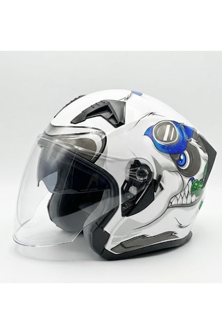 Kc-çenesiz Vizörlü Yazlık Kask Kc528-1 Panda M E Belgeli Beyaz