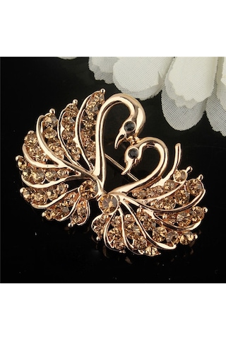 Sones Kadınlar İçin Kristal Kuğu Broş Pins Hayvan Yapay Elmas Broşlar Şampanya