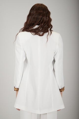 Ardanewline Feminist Ekru Leopar Astar Detaylı Krep Blazer Ceket 0105120.147 Bej