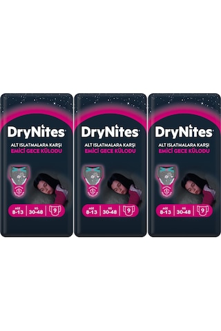 Drynites Emici Gece Külodu/külot Bez Kız 8-13 Yaş 30-48kg 27adet L