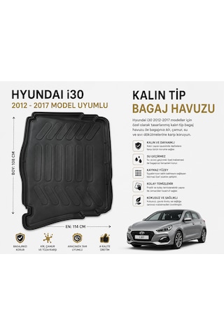 Hyundaı İ30 2012-2017 Model Uyumlu Kalın Tip Bagaj Havuzu
