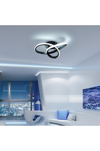 Neoglint Led Tavan Işık Koridor Işıkları Kavisli Tasarım Tavan Lambaları Yatak Odası İçin 3 Renkli Işık Siyah