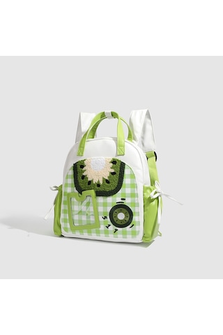 Charhp&kejnt Orijinal Kiwi Serisi Sevimli Çok Yönlü Sırt Çantası İns Tarzı Kontrast Renkli Sırt Çantası İşe Gidip Gelme Çantası Yeşil
