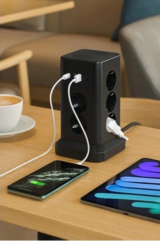 11'li Akım Korumalı Usb Priz Kulesi, 3680w Güç İle Hızlı Şarj 0
