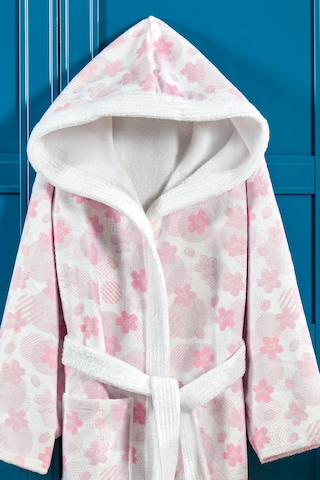 Pink Flower Dijital Baskılı Çocuk Bornozu Açık Pembe