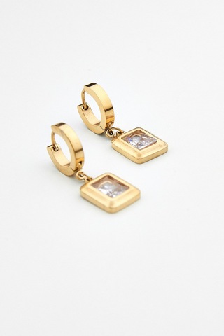 Taşlı Sallanti Küpe Gold