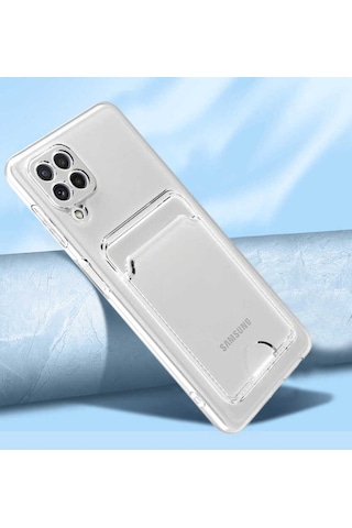 Galaxy A12 Kılıf Kartlıklı Şeffaf Zore Setra Clear Silikon Kapak Renksiz