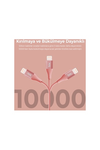 Bix ﻿BXSC1CL 60W Type-C To 1.2 M Lightning Silikon Şarj ve Data Kablosu Mercan