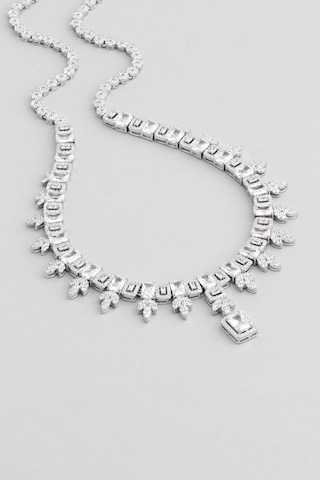 So Chic Romantik Aşk 18 Ayar Beyaz Altın Kaplama Gümüş Gerdanlık Beyaz