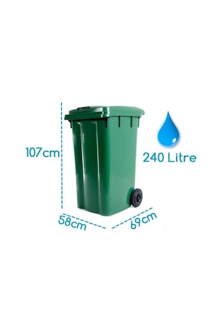Omnipazar Sy-6510 Tekerlekli Kapaklı Plastik Çöp Konteyneri 240 Lt Yeşil Yeşil