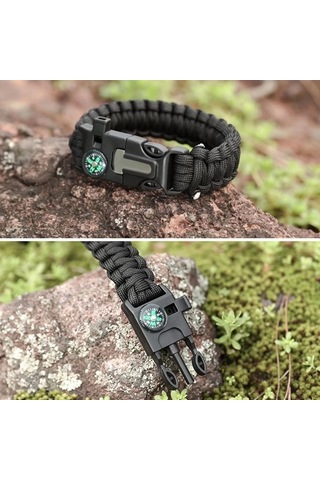 Bfs 5'i 1 Arada Çok Fonksiyonlu Hayatta Kalma Bilekliği Pusula, Düdük, Çakmak Taşı Ve Şemsiye İpi B