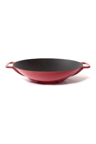 Sürel Wok Tava 35 Cm Kırmızı Demir Döküm Renkli