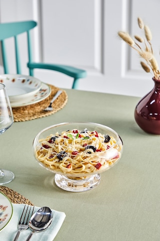 Selen Concept Ay Model Ayaklı El Yapımı Cam Salata Ve Sunum Kasesi Şeffaf