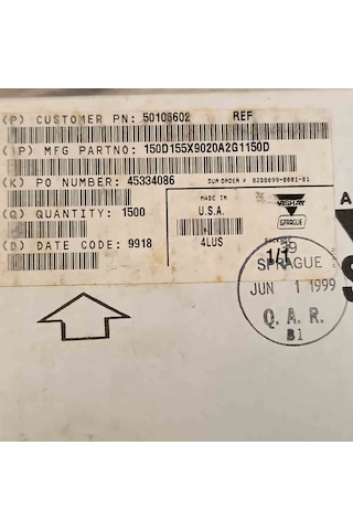 150d155x9020a2g1150d 1.5mf 20v Axıyel Tantal Kondansatör 20 Adet