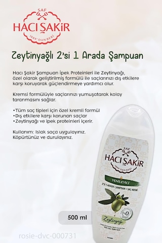 11 Al 10 Öde Hacı Şakir Zeytinyağlı 2si 1 Arada Şampuan Yenileyici 500 Ml Ve Rosıe