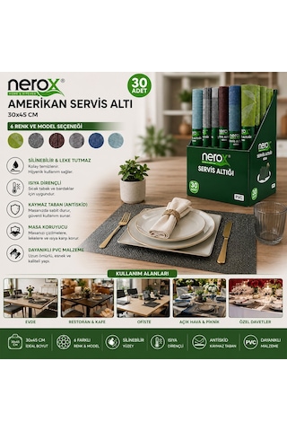 Nerox Nrx-0672 Kare Pvc Amerikan Servis Altlığı - Supla- 30'li Paket Diğer