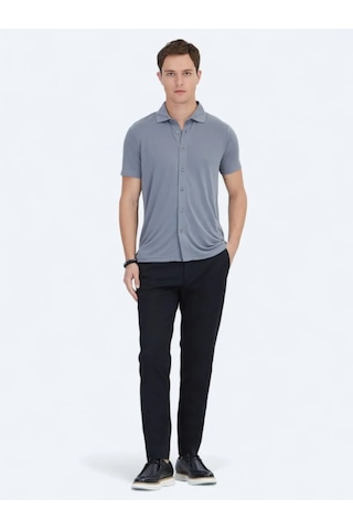 Kip Gri Düz Regular Fit Casual Gömlek Gri