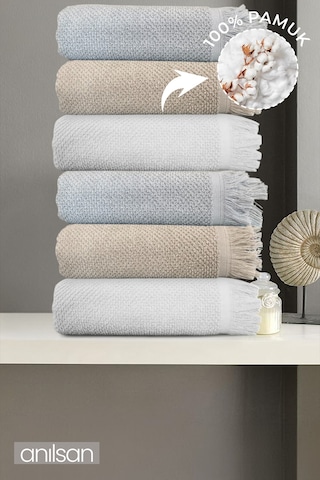 6'lı Jelena Banyo Havlusu - 70x140 Cm, 490gr, %100 Pamuk, Spa Ve Otel Havlusu, Günlük Kullanıma Uygun Çok Renkli
