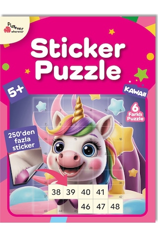 Playever Sticker Puzzle - Kawaii, Çıkartmalı Yapboz Etkinlik Kitabı