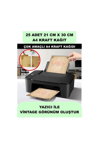 25 Adet A4 Kraft Kağıt 21x30 100 Gr. Yazıcı Uyumlu, Vintage Resim Kağıdı, Çocuk Etkinlik Kağıdı